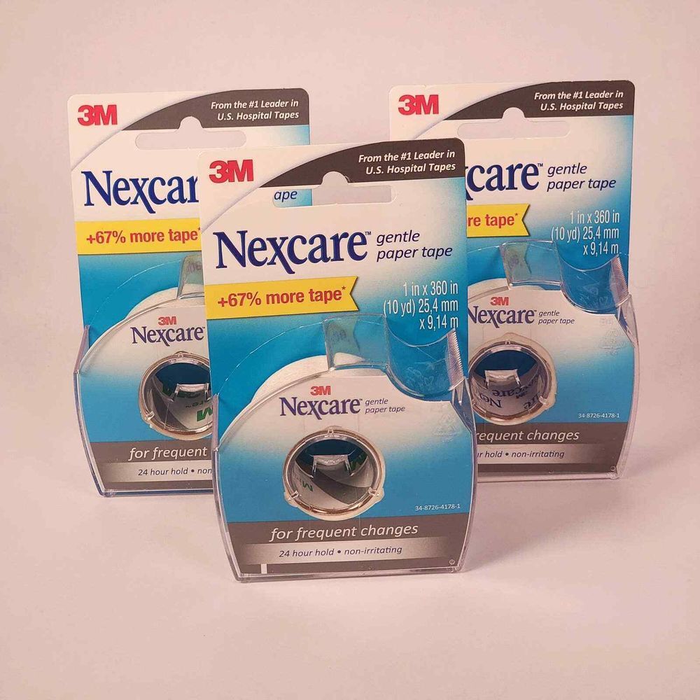 Pack of 3 Nexcare Gentle Paper Tape 1 in x 360in for Frequent Changes Brand New‎